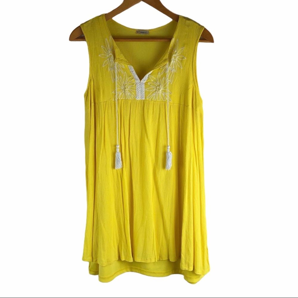 Haani Yellow Embroidered Tassel Dress